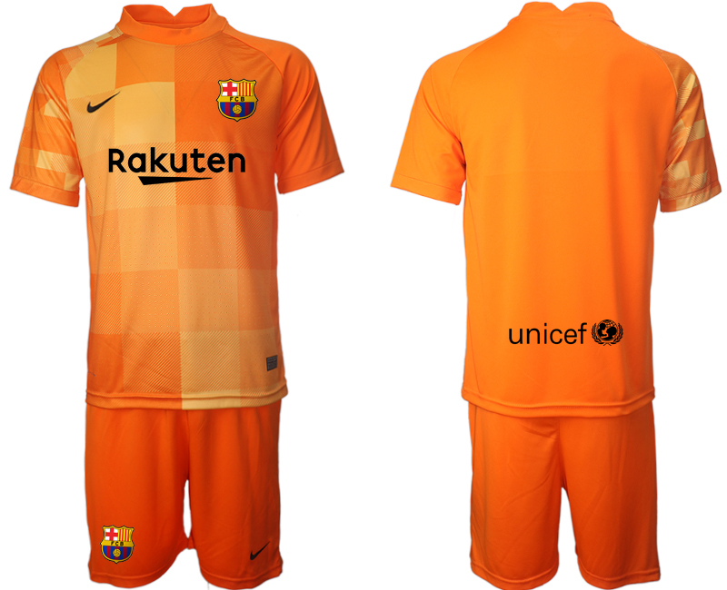 Men 2021-2022 Club Barcelona orange red goalkeeper blank Soccer Jersey->barcelona jersey->Soccer Club Jersey